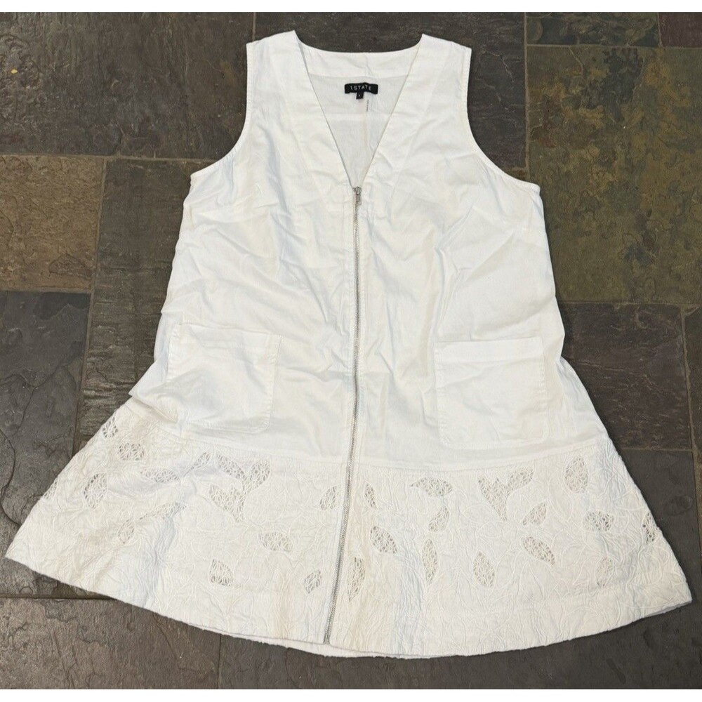 1 State Zip Front Eyelet Embroidered Minidress Size Large